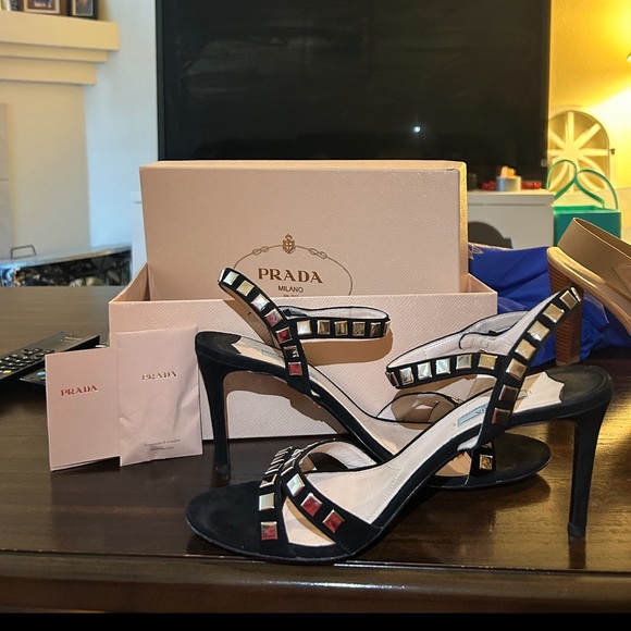 Prada Black Heels with Colorful Embellishments - Picture 1 of 4